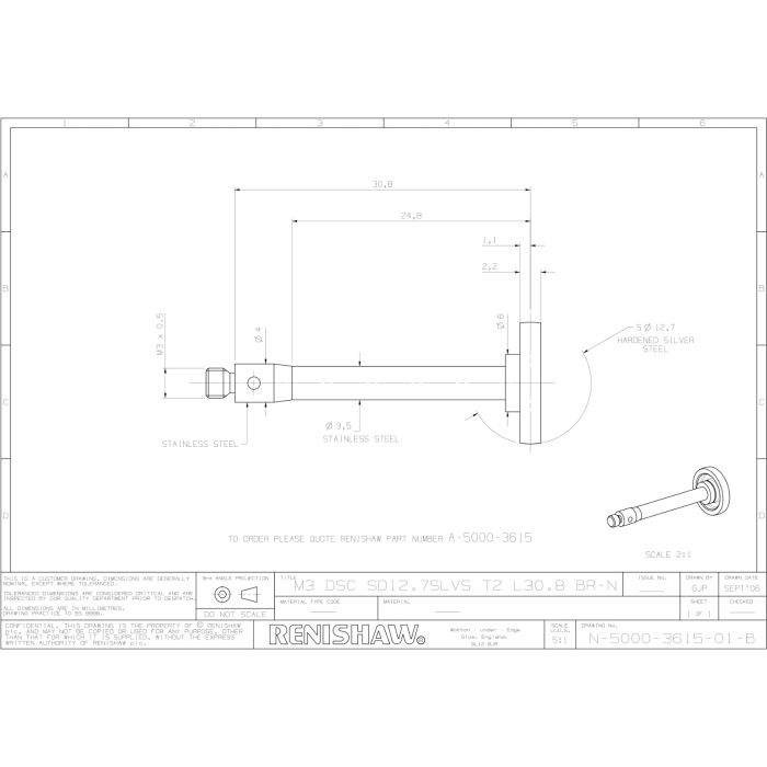 Trzpień talerzykowy Renishaw (M3/L30,9/D12,7)